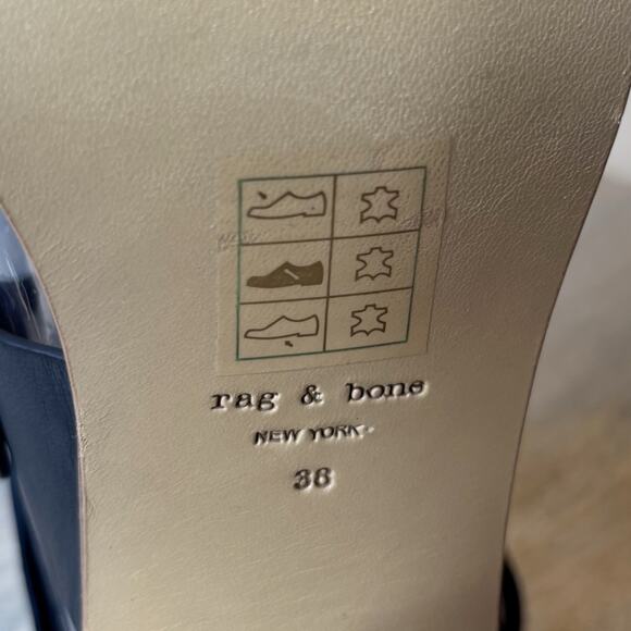 Rag & Bone Women's Eden Navy Blue Leather Lace-Up Sandals Heels US Size 7 EU 38 - Picture 11 of 11